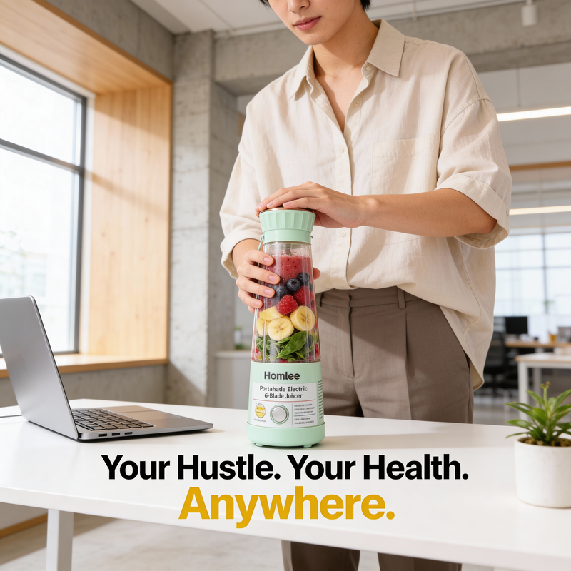 Blend Fresh Juice Anywhere in Seconds – Portable USB 6-Blade Juicer