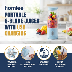 Blend Fresh Juice Anywhere in Seconds – Portable USB 6-Blade Juicer