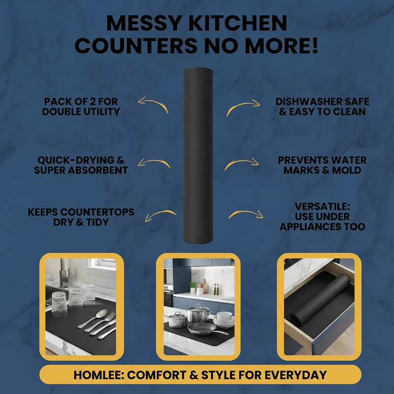 Drying mat for Kitchen, Water Absorbent Mat (PACK OF 2)