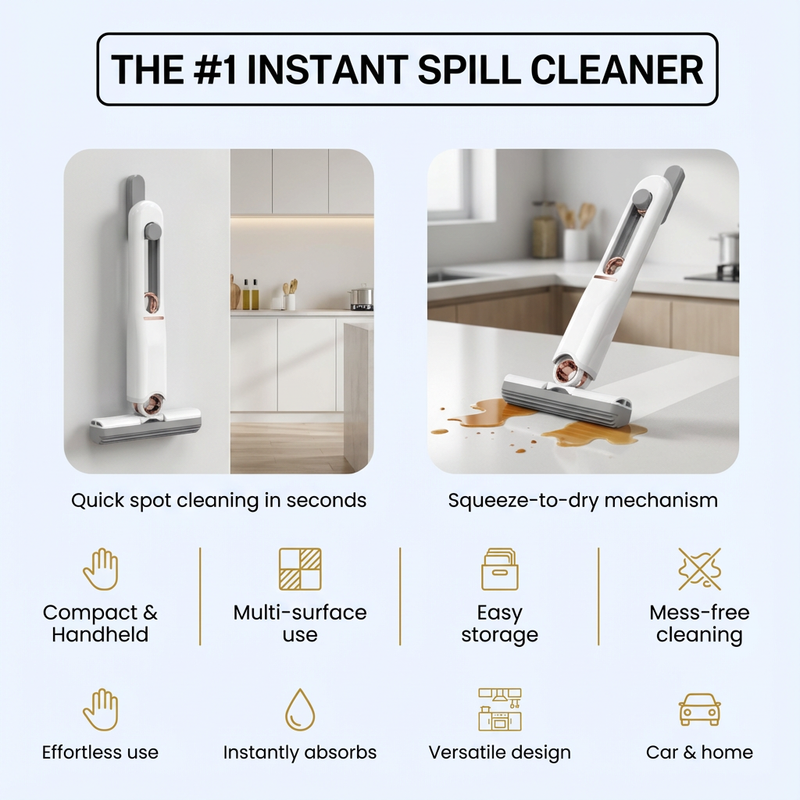 Mini Handheld Mop for Kitchen Spills, Tea & Coffee Cleaning