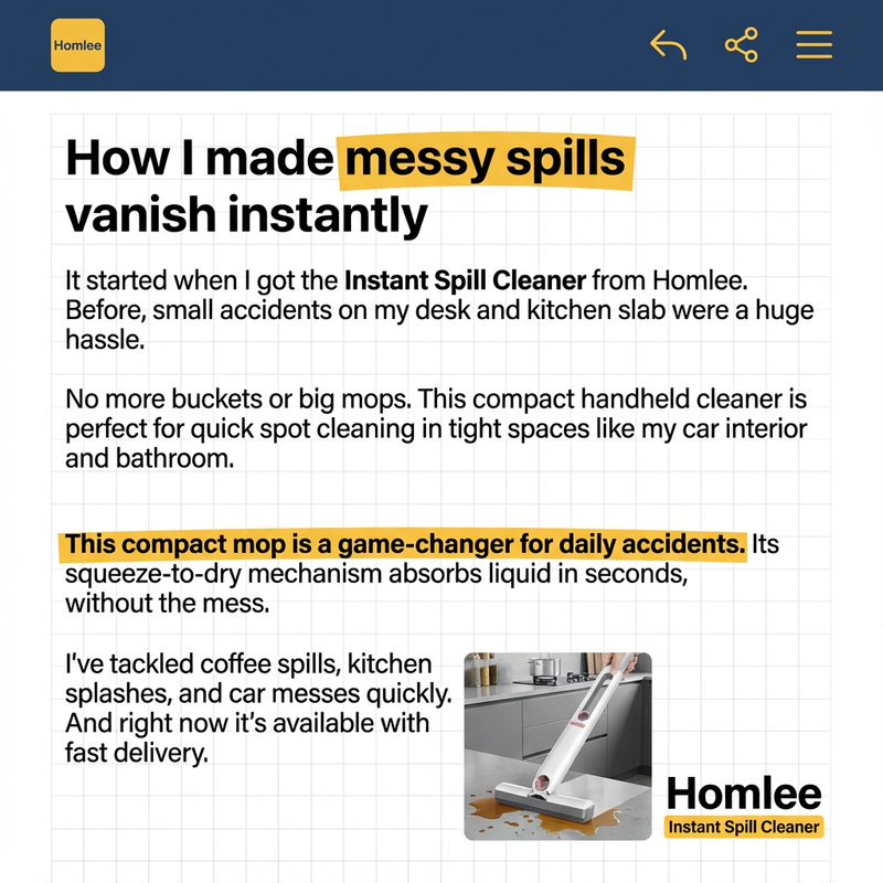 Mini Handheld Mop for Kitchen Spills, Tea & Coffee Cleaning