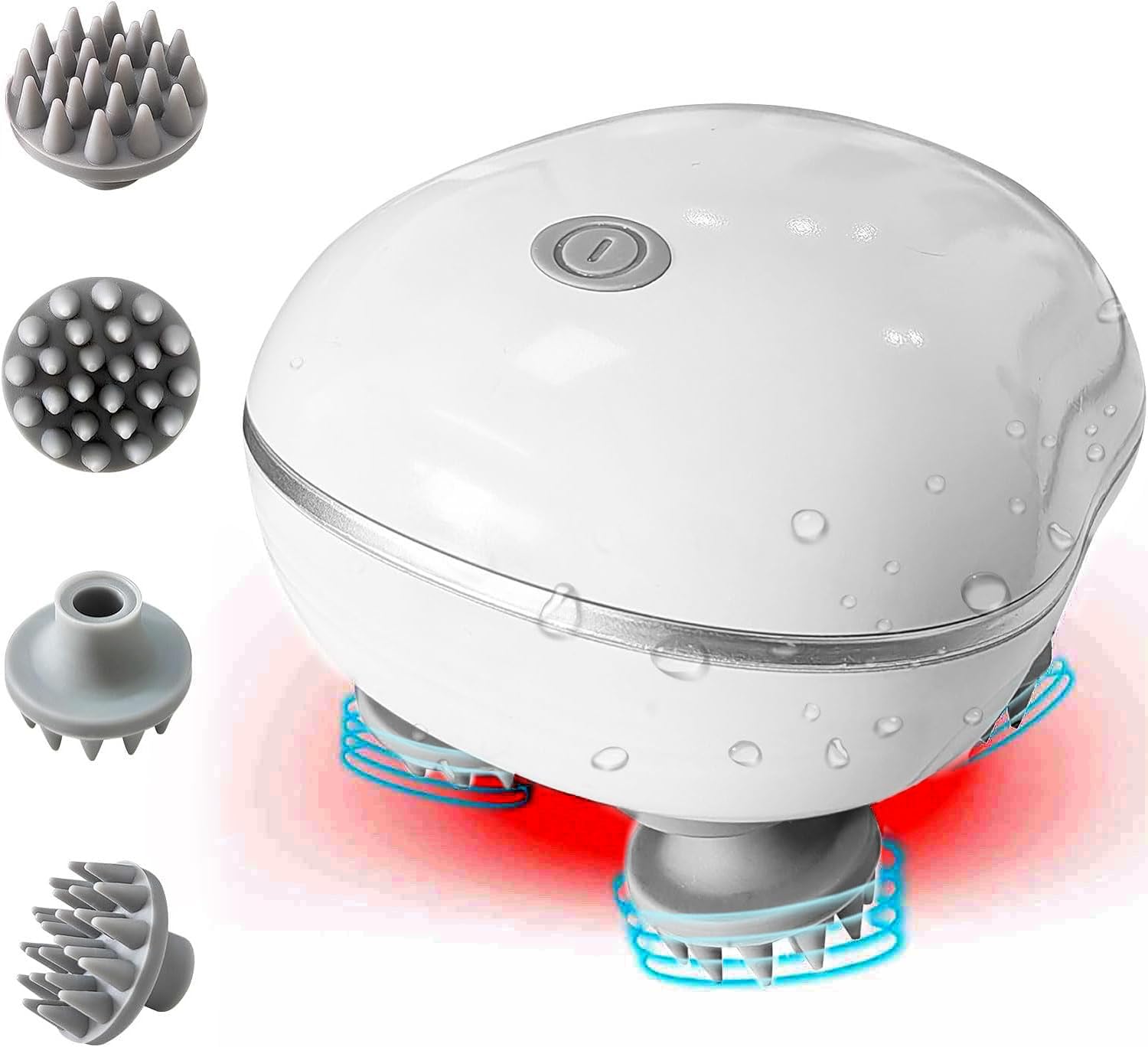 White electronic device with various attachments on a white background