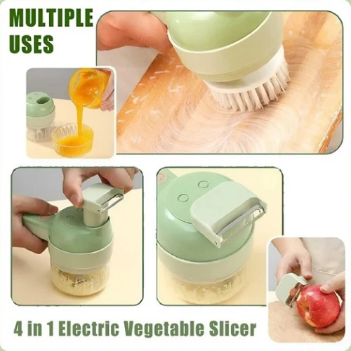 4-in-1 Portable Electric Vegetable Cutter Set .